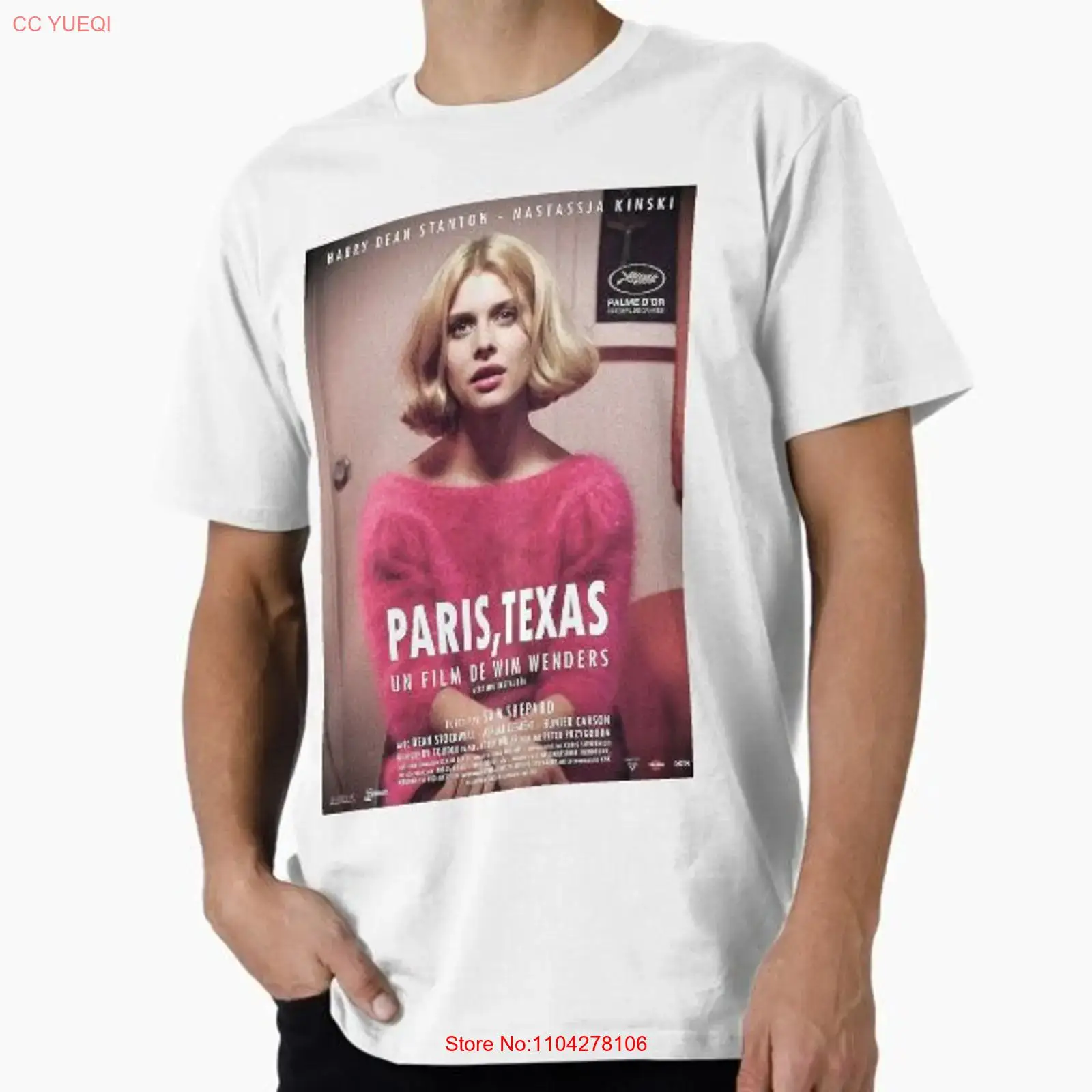 Vintage Fashion In Paris - เสื้อยืดผู้ชายสีชมพูสไตล์ปารีส 2Poster พรีเมียม ผลิตในอเมริกา ไซส์ S