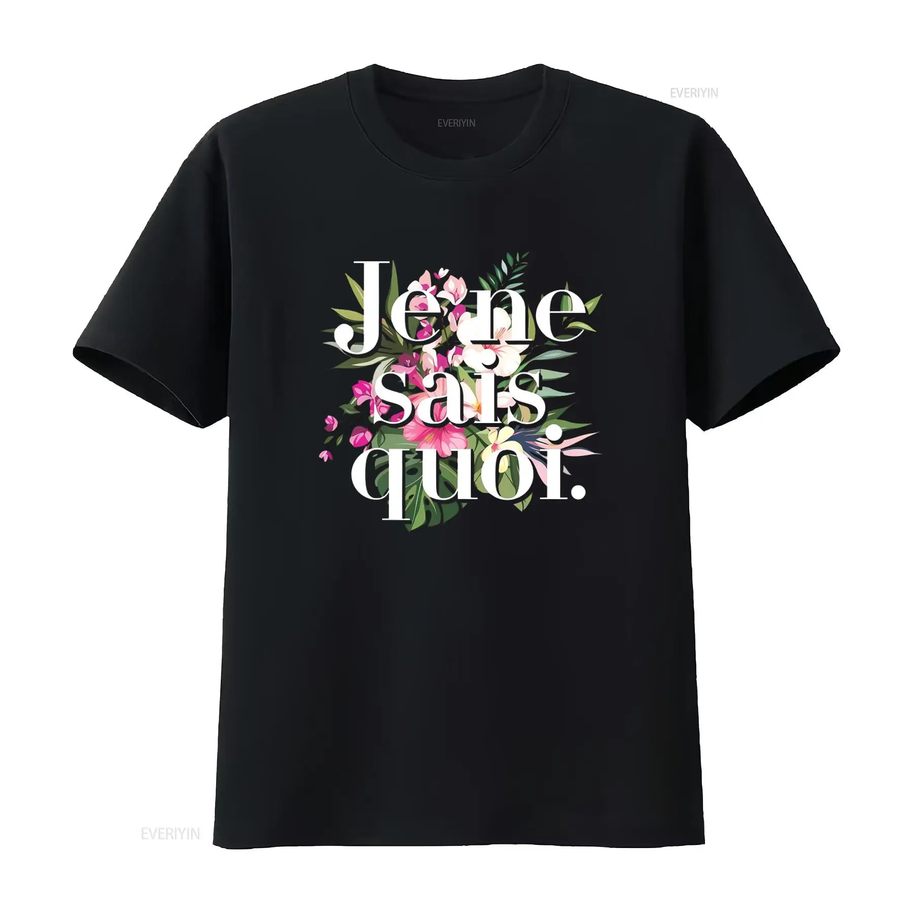 Vintage Fashion In Paris - เสื้อยืด Je Ne Sais Quoi ลายพิมพ์ดอกไม้สไตล์ฝรั่งเศส