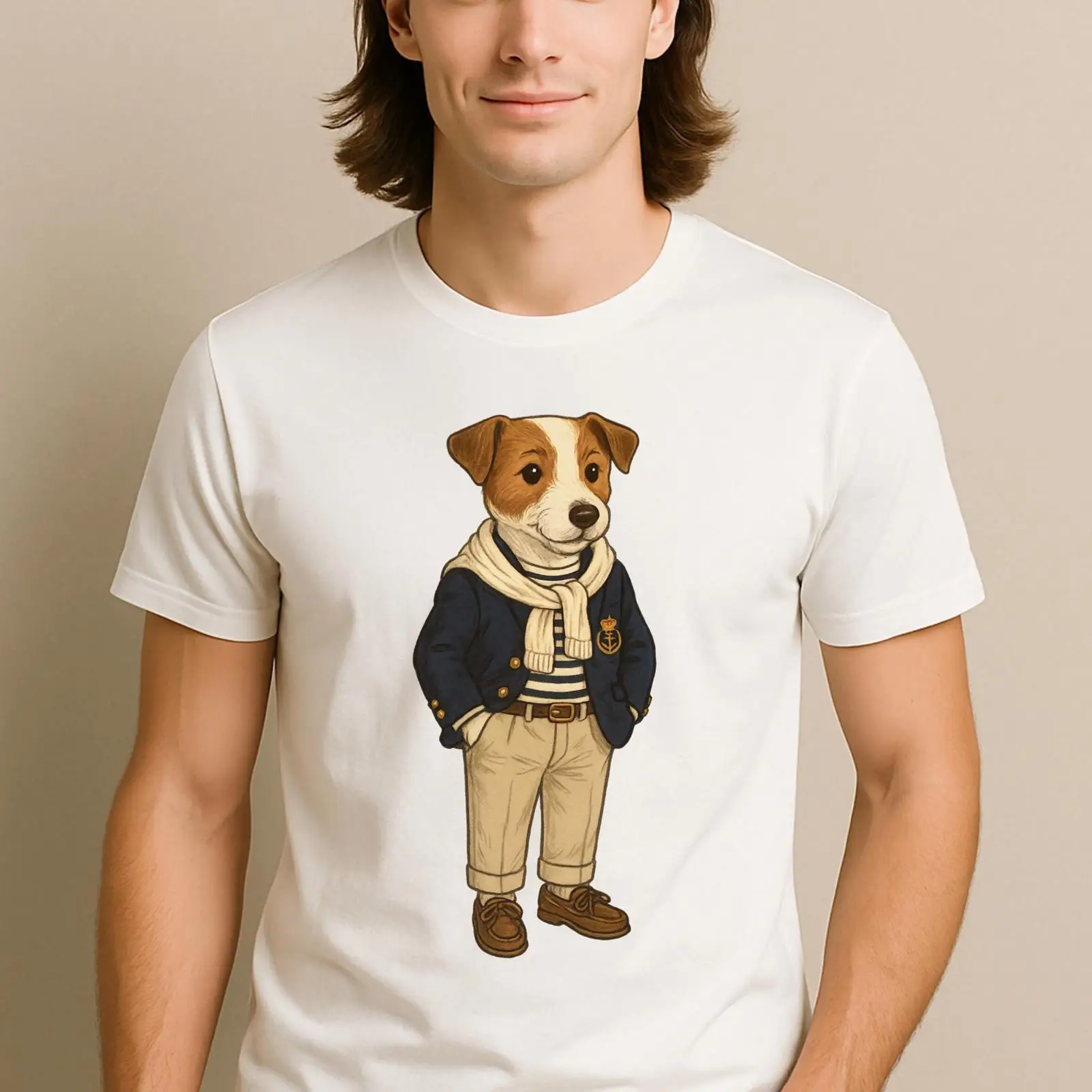 Vintage Yacht Fashion - เสื้อยืด Preppy Jack Russell Terrier T