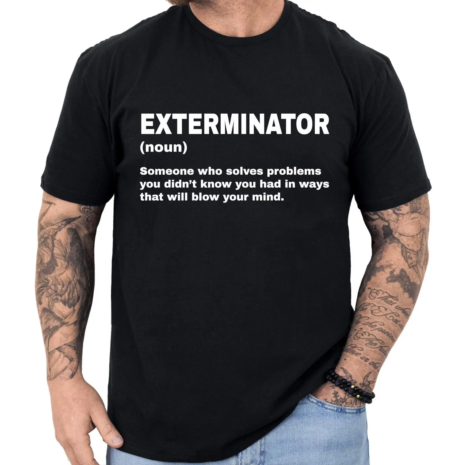 Vintage Fashion Definition - เสื้อยืดลายกราฟิก Exterminator Definition สไตล์วินเทจ ทรงหลวม ยืดได้เล็กน้อย