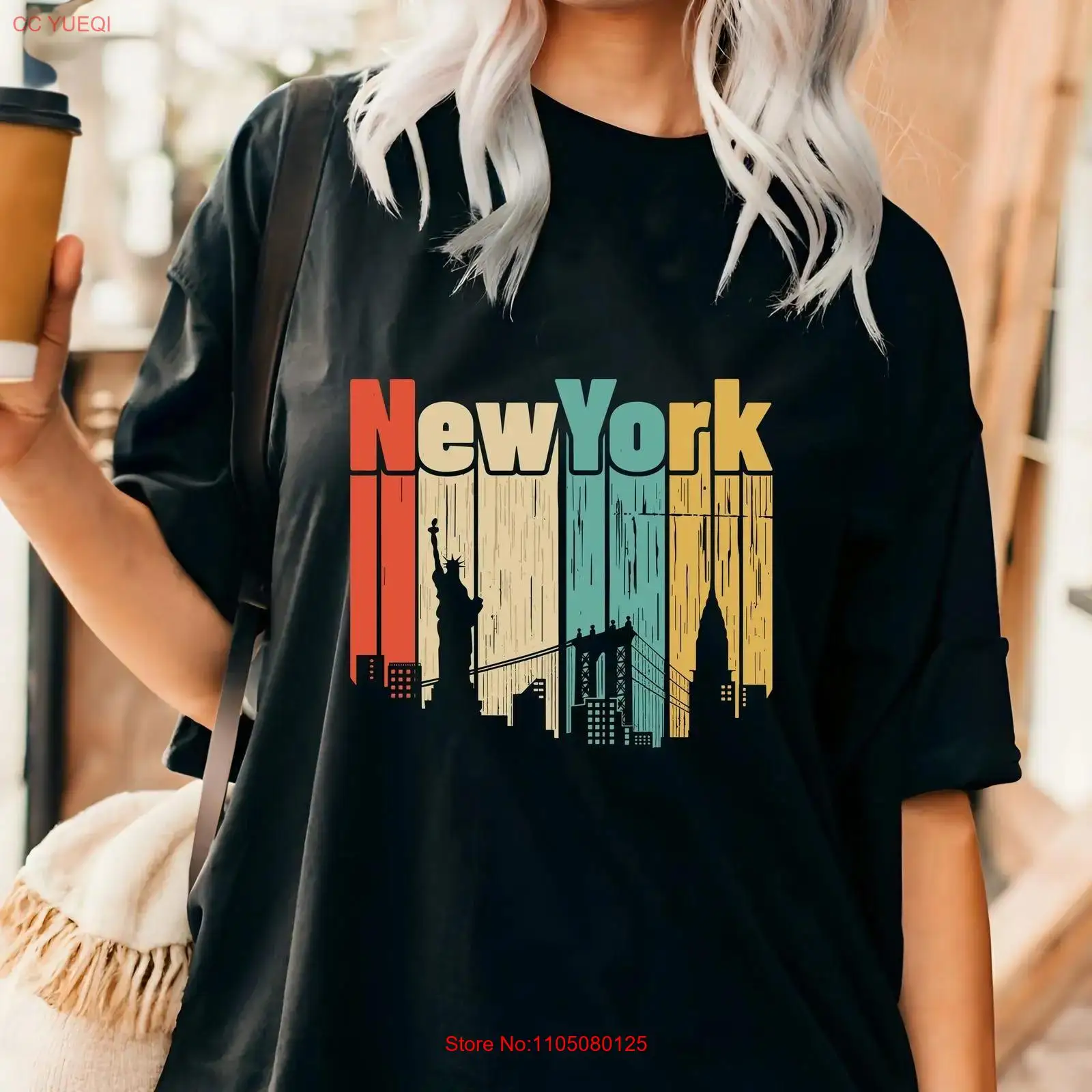 Vintage Fashion Nyc - เสื้อยืดสไตล์เรโทรนิวยอร์ก ท่องเที่ยวสหรัฐอเมริกา คอนเสิร์ตในเมืองนิวยอร์ก สำหรับแฟนๆ วินเทจ ล้างสีเล็กน้อย