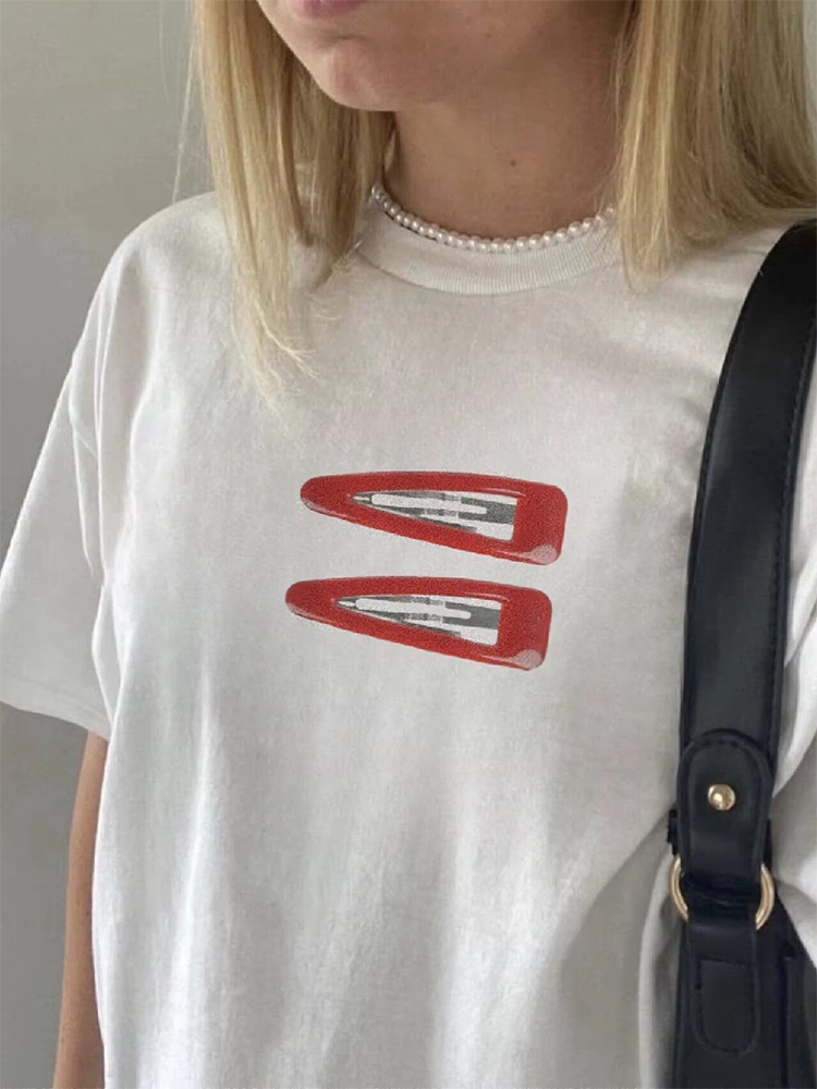 Vintage Fashion Pinterest - เสื้อยืดผู้หญิงผ้าฝ้ายลายกราฟิกแขนสั้นเสื้อยืดวินเทจคุณภาพสูงแฟชั่นเกาหลีฮาราจูกุสตรีทแวร์ Y2k Pinterest เสื้อผ้า