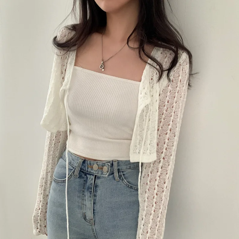 เสื้อคาร์ดิแกนผู้หญิงผูกด้านหน - Crochet Top Boho บทวิจารณ์และราคา