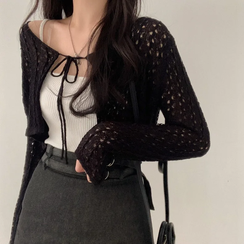 เสื้อคาร์ดิแกนผู้หญิงผูกด้านหน - Crochet Top Boho บทวิจารณ์และราคา