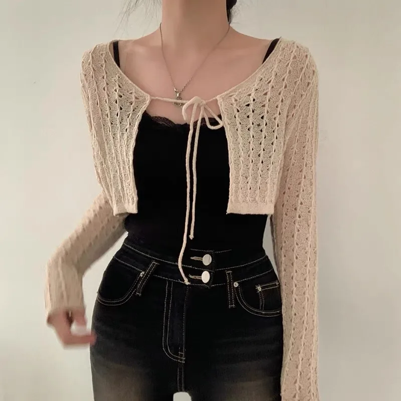 เสื้อคาร์ดิแกนผู้หญิงผูกด้านหน - Crochet Top Boho บทวิจารณ์และราคา