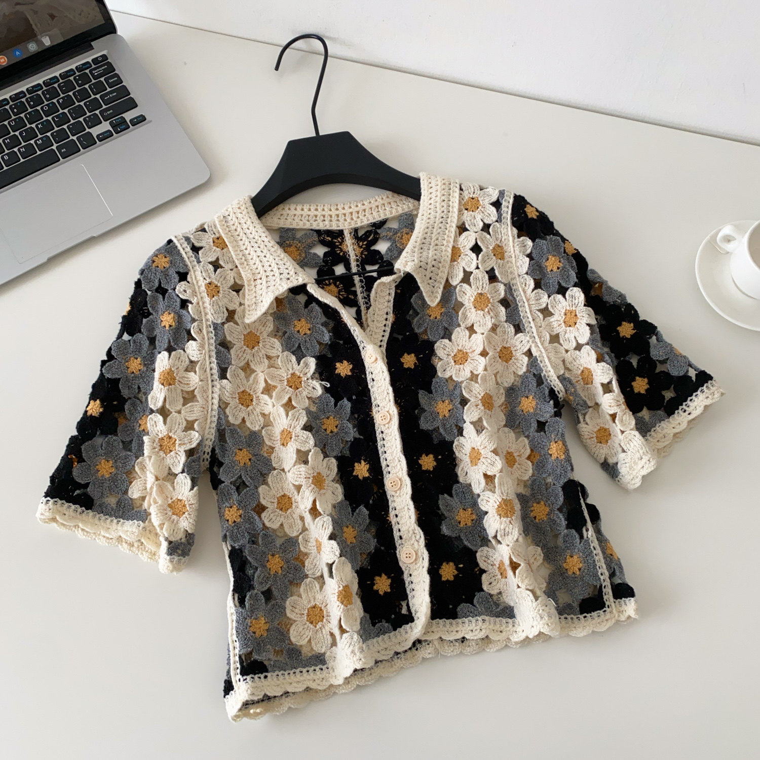 เสื้อคาร์ดิแกนโครเชต์ลายดอกไม้ - Crochet Top Boho บทวิจารณ์และราคา