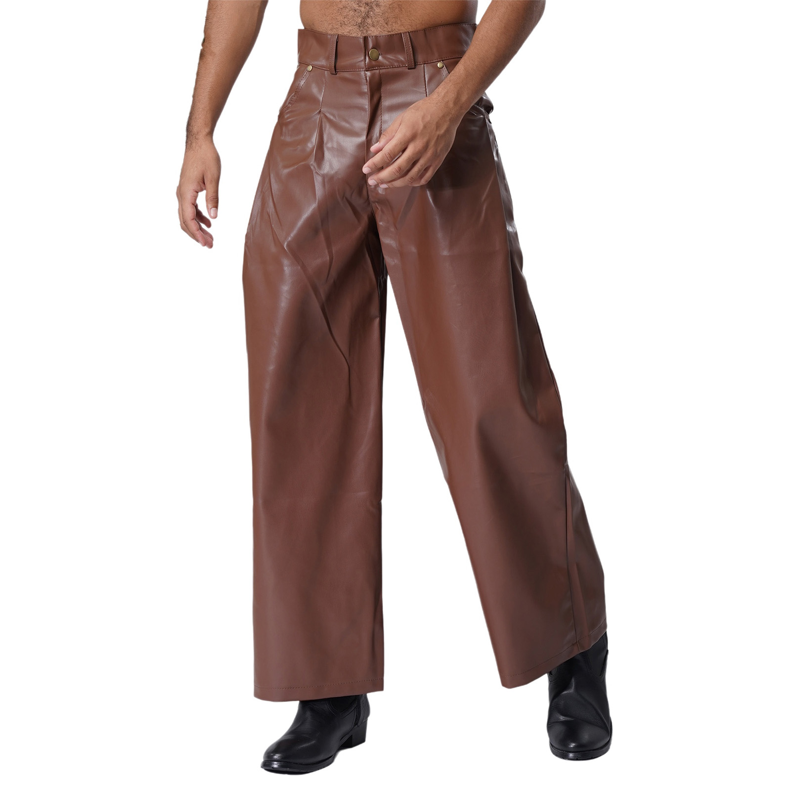 กางเกงหนังเทียมผู้ชายแฟชั่นเนอ - Vintage Fashion Club บทวิจารณ์และราคา