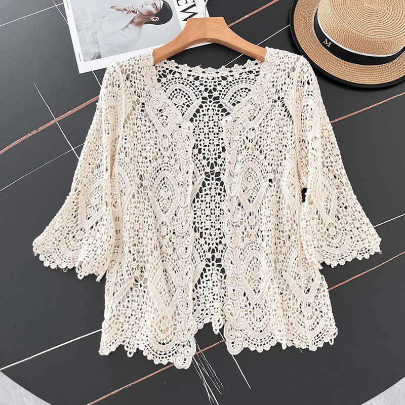 เสื้อคาร์ดิแกนถักโครเชต์แบบเปิ - Crochet Top Boho บทวิจารณ์และราคา