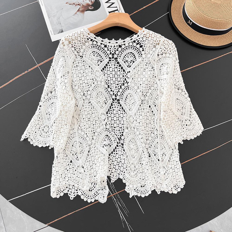 เสื้อคาร์ดิแกนถักโครเชต์แบบเปิ - Crochet Top Boho บทวิจารณ์และราคา