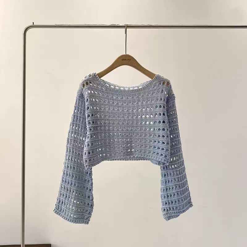 แขนยาวถักโครเชต์ฤดูร้อนชายหาดบ - Crochet Top Boho บทวิจารณ์และราคา