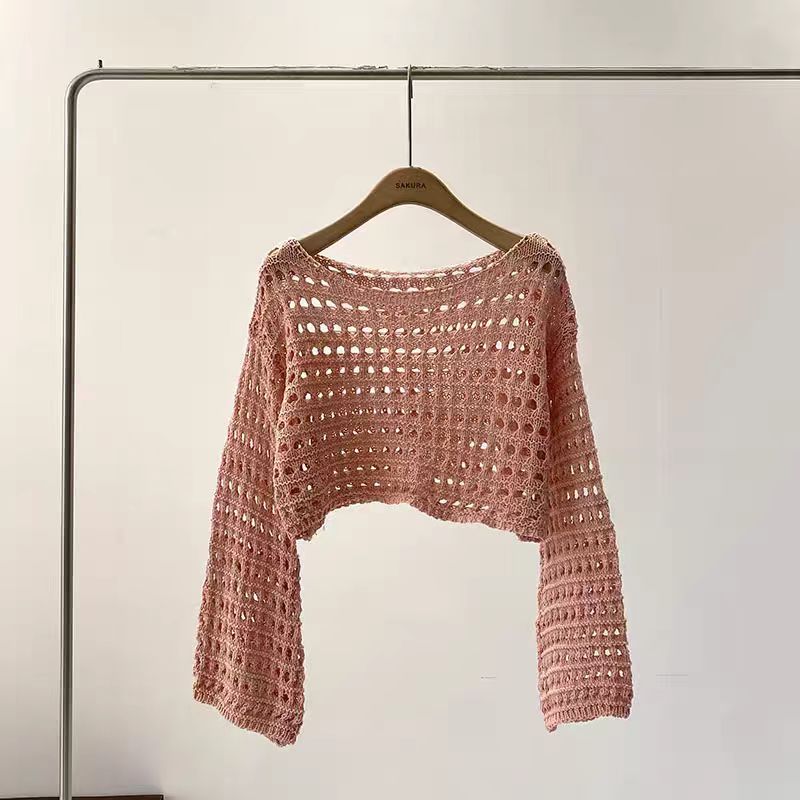 แขนยาวถักโครเชต์ฤดูร้อนชายหาดบ - Crochet Top Boho บทวิจารณ์และราคา