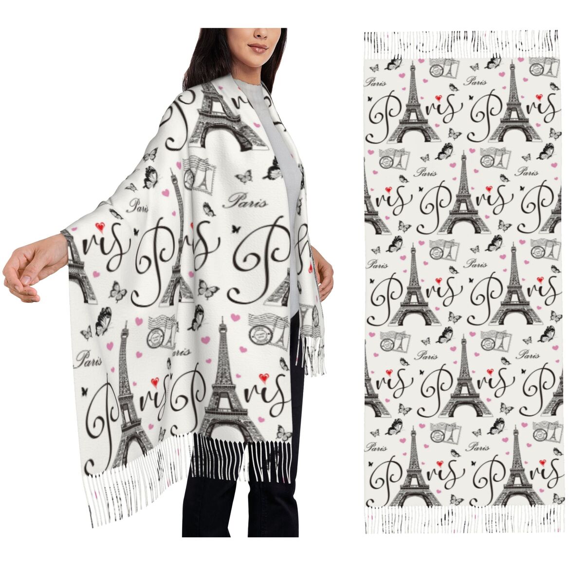 ผ้าพันคอวินเทจลายหอไอเฟล โรแมน - Vintage Fashion In Paris บทวิจารณ์และราคา