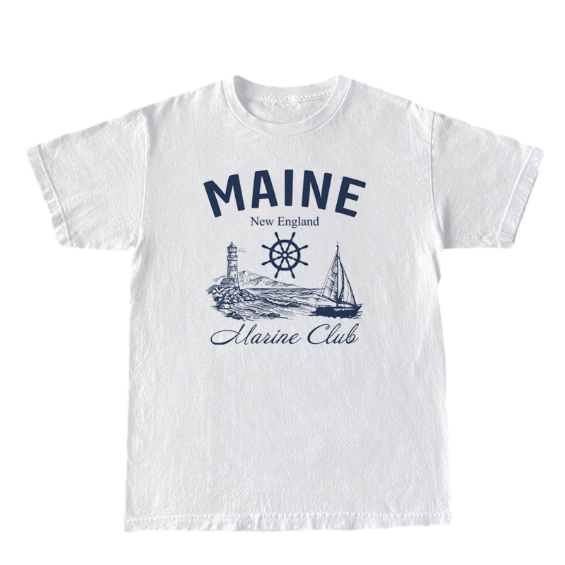 Maine เสื้อยืดวินเทจแขนสั้นทรง - Vintage Yacht Fashion บทวิจารณ์และราคา