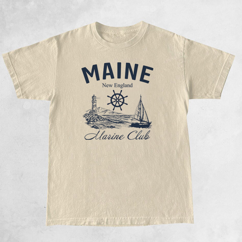 Maine เสื้อยืดวินเทจแขนสั้นทรง - Vintage Yacht Fashion บทวิจารณ์และราคา