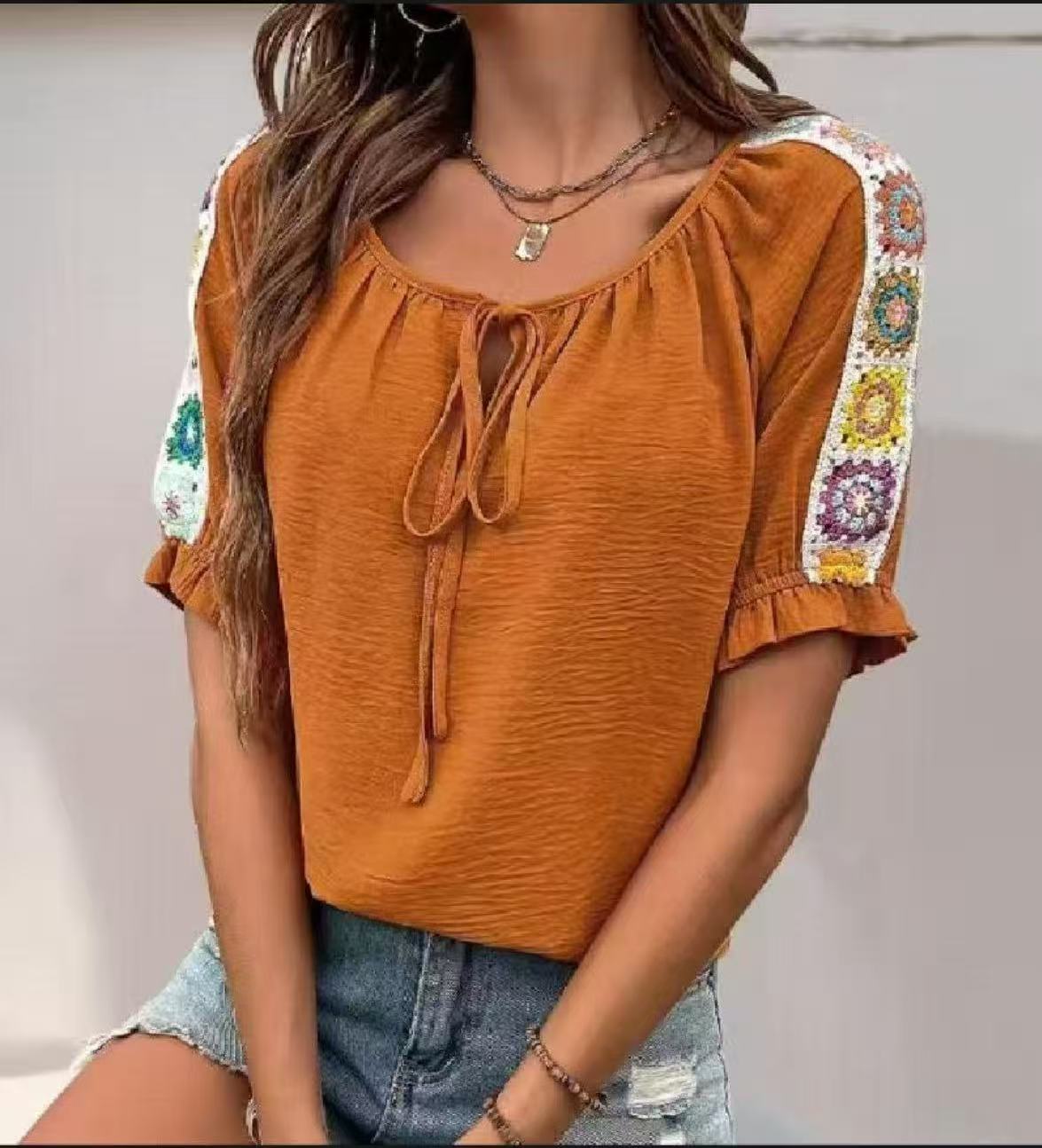 เสื้อผู้หญิงสไตล์โบโฮ ผูกคอ แข - Crochet Top Boho บทวิจารณ์และราคา