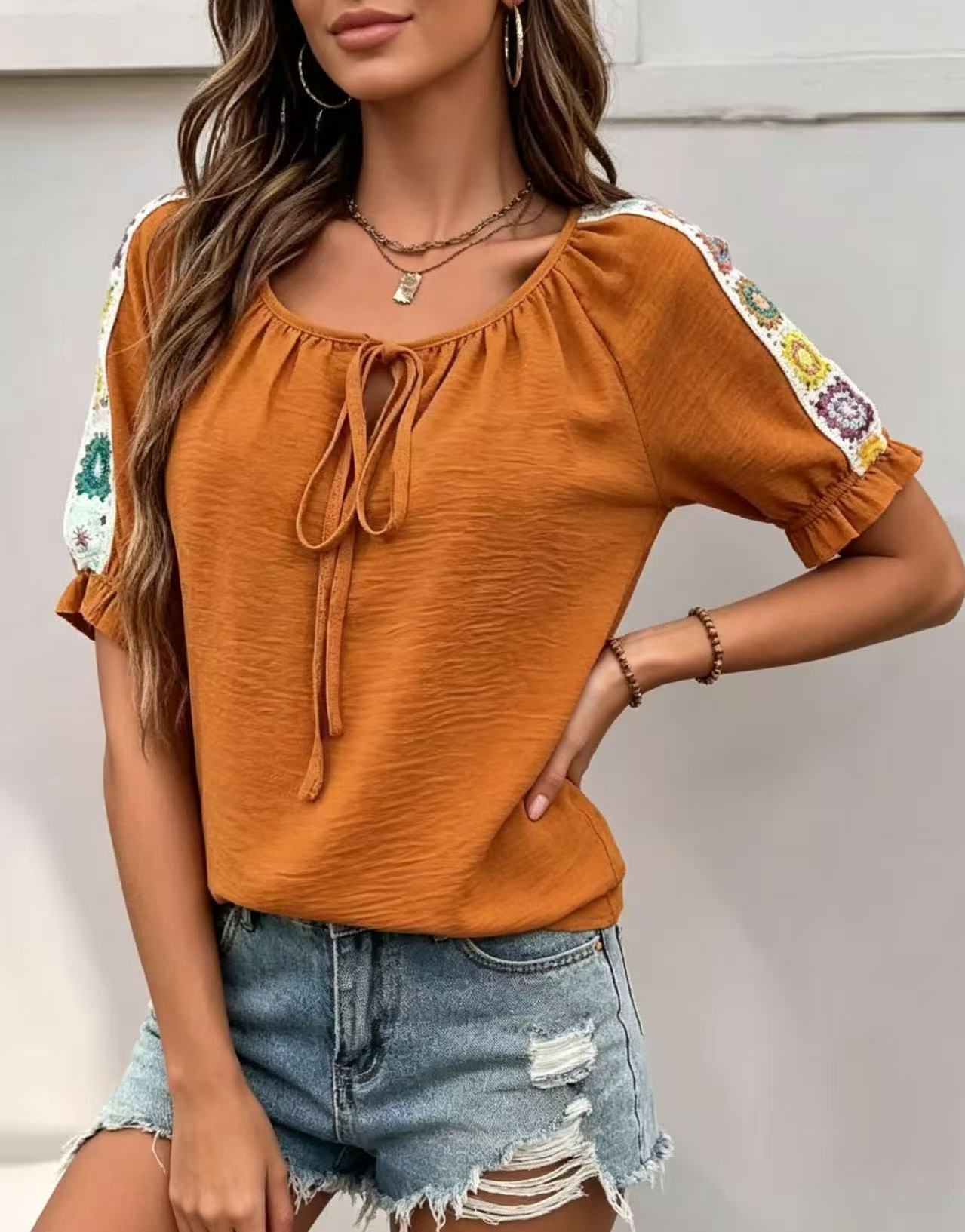 เสื้อผู้หญิงสไตล์โบโฮ ผูกคอ แข - Crochet Top Boho บทวิจารณ์และราคา