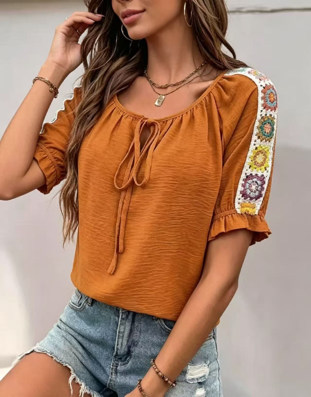 เสื้อผู้หญิงสไตล์โบโฮ ผูกคอ แข - Crochet Top Boho บทวิจารณ์และราคา