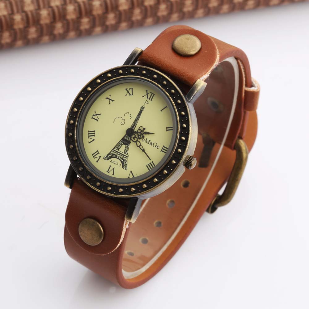 สตรีนาฬิกาแฟชั่นผู้หญิงสายรัดน - Vintage Fashion In Paris บทวิจารณ์และราคา