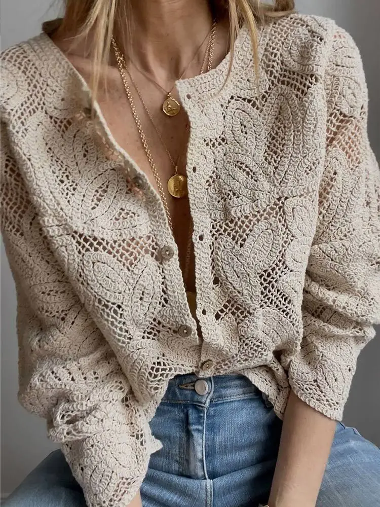 เสื้อถักโครเชต์ผู้หญิง ติดกระด - Crochet Top Boho บทวิจารณ์และราคา