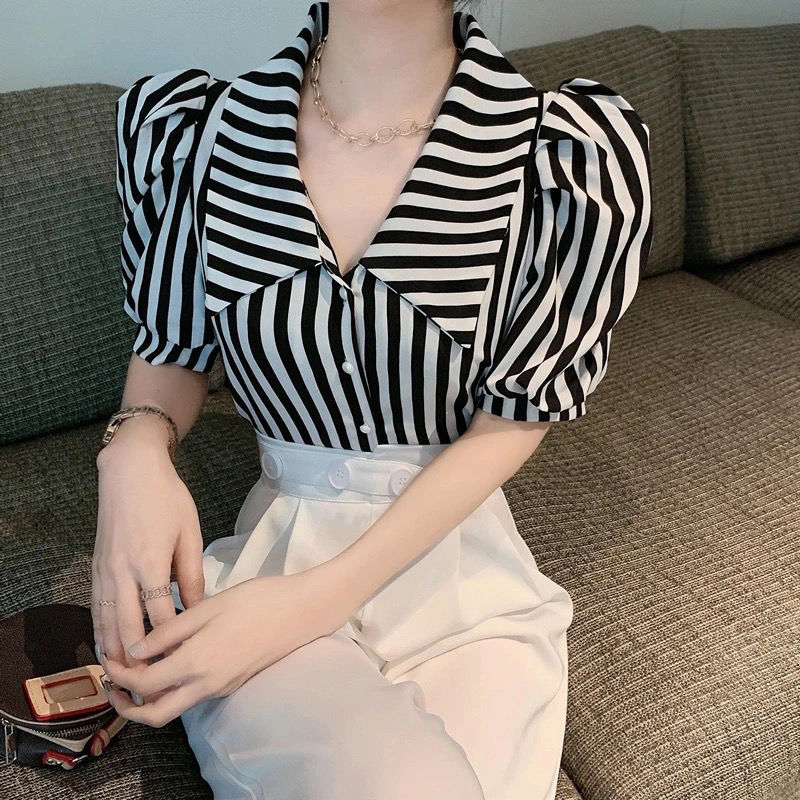 เสื้อแฟชั่นลายทางผู้หญิง เสื้อ - Vintage Fashion De บทวิจารณ์และราคา